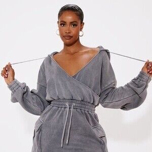Shape Charcoal Washed Oversized Hoodie Sweat Dress